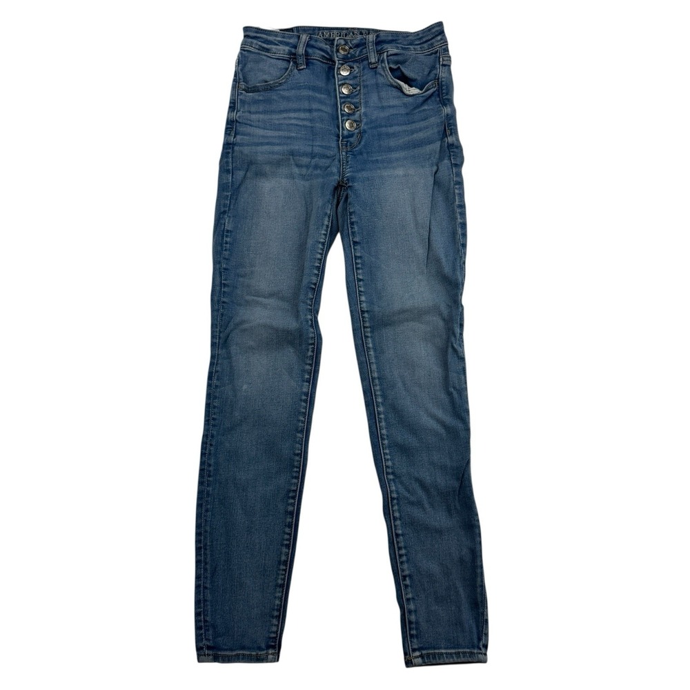 American Eagle Outfitters Super Hi-Rise Jegging Medium Wash Stretch Sz 4 SHORT